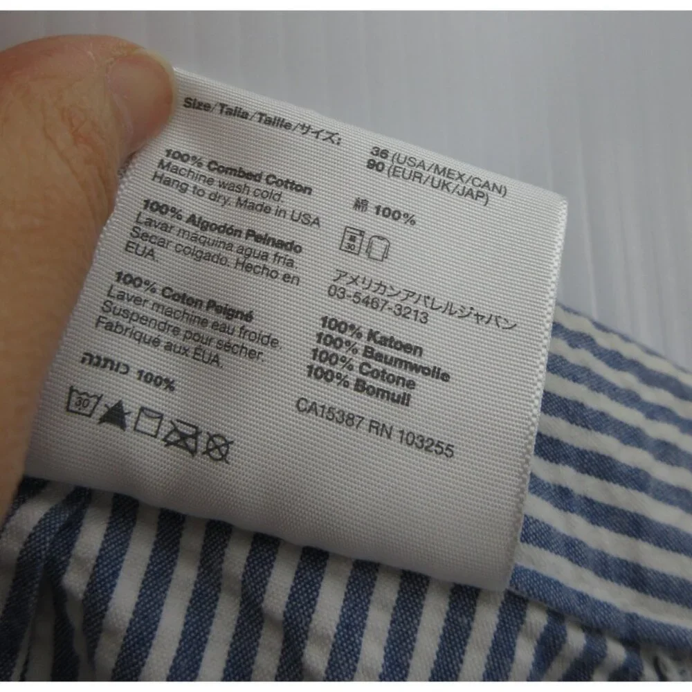 American Apparel Shorts 36 Seersucker Striped Chino Y2K Preppy Summer